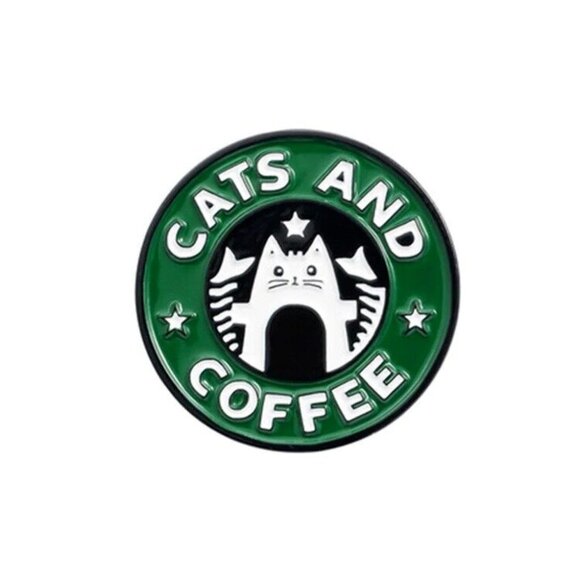 5/$20 Cats and Coffee Starbucks Goddess Funny Parody Lapel Pin - Picture 1 of 5